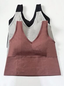 SHEIN Set de 3 piezas Camiseta de base de talla estándar para mujer, para hacer ejercicio - Multicolor - Ver 6