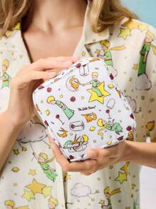 LE PETIT PRINCE X SHEIN 1pc Cartoon Character Printed Storage Bag, Can Be Used As Feminine Hygiene Bag, Digital Accessories Bag, Small Items Organizer Bag, Little Prince, B612 Planet, Rose, Love,Moon & Star