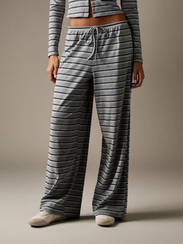 MISSGUIDED Striped Wide Leg Pants With Drawstring Waist