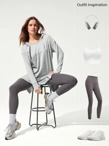 GLOWMODE Áo nỉ tay dài Cloudknit mềm mại, rộng rãi, có thể điều chỉnh độ dài đến hông, có dây rút, có lỗ xỏ ngón tay cái, thường ngày, thu - Màu Xám nhạt - Xem 6