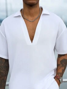 Manfinity Homme 纯白色商务套装，常规下摆和口袋细节，适合职业风格男士巡航装游艇装男士夏季度假装，Old Money - 白色 - 查看 3