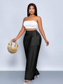 SOLERSUN Plus Size Women's High Waist Faux Linen Blend Pants, Summer Baggy Pants Fall Cloth For Women - Black - View 2