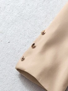 Franclia 女士卡其色修身西装外套，高端通勤都市套装，秋冬休闲装，春秋季女装，女式西装外套，女式西装外套套装，女式西装外套，职业装，女式套装，女式秋装，女式秋装，女式秋装，女式秋装，女式秋装，女式秋装，女式秋装，优雅时尚休闲通勤商务办公日常休闲百搭气质都市教师职业装 - 卡其色 - 查看 3