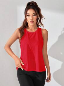 SHEIN Core Rhythm 女式纯色交叉露背健身运动背心 红色运动上衣 女式运动上衣 交叉运动上衣 露背运动上衣 露背运动上衣 露背健身上衣 女式运动上衣 女式健身上衣 女式健身上衣 - 紅色 - 查看 2