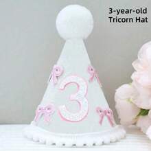 1件，半岁/1-5岁蝴蝶结生日帽装饰周岁礼物白色皇冠粉色蝴蝶结皇冠派对公主头饰照片白粉装饰生日派对帽装饰数量2/1-5亮片皇冠发饰公主生日派对节庆派对 - 彩色 - 查看 11