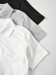 3 件套青少年女孩夏季 Polo 衫套装，百搭休闲上衣，适合返校季穿着 - 彩色 - 查看 7