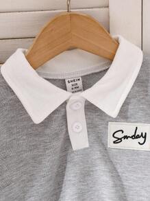 Souflis Souflis 2 件套女婴 2025 春秋学院风长袖灰色休闲时尚上衣 + 百褶裙甜美装 - 灰色 - 查看 5