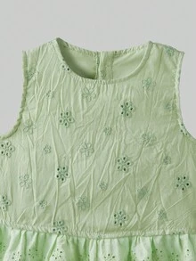 Maija Kids 2件套少女荷叶边圆领背心和短裤套装 - 軍綠色 - 查看 4