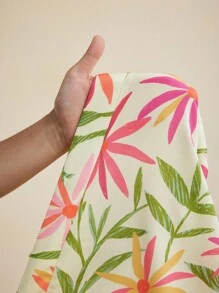 Miriam Omar Multi Floral Printed V Neck Tie Back Flared Sleeves Summer Bodysuit Women Casual Vacation - Multicolor - View 8