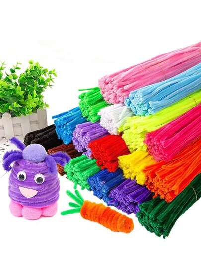 Zazumi 100Pcs 6Inch Chenille Fuzzy Bendable Flexible Twisties Rod Multicolor Assorted For DIY Craft Holiday Party Decoration Art Supplies Home Decor Year Round Seasonal Creative Project Gift Making Floral Arrangement Workshop Adult Hobby