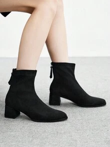 CUCCOO BIZCHIC 女式弹力后拉链时尚百搭靴 - 黑色 - 查看 5