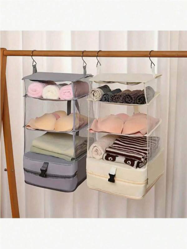 1 件旅行收纳压缩袋，多功能悬挂式衣柜整理袋，适用于宿舍和行李卧室，整理器，家庭收纳，适用于女士白色 T 恤、女士黑色裤子、女士冬装、连衣裙、女士冬装、优雅女士连衣裙、女士白衬衫、长袖、女士白色连体裤、女士春装、女士春装、春季、春装、极简主义、夏季上衣收纳