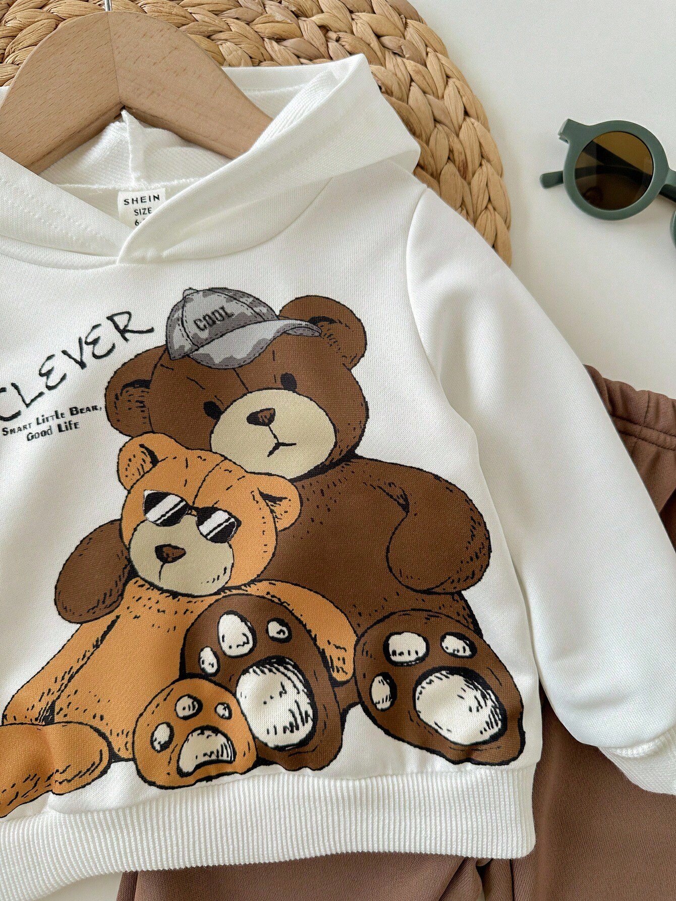 مجموعة بلوزة كنزة بغطاء رأس وبنطلون جوجر للأطفال ا...