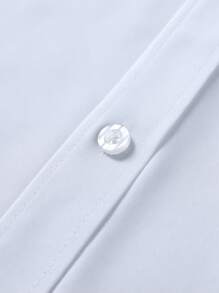 Manfinity Bizformal Elegant White Long Sleeve Dress Shirt For Formal Or Office Wear With Shirt Collar Business Shirts Business Casual Men Shirt , Fall