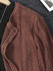 Manfinity Dauomo Men's Casual Solid Color Front Button T-Shirt, Versatile For Summer - Brown - View 6