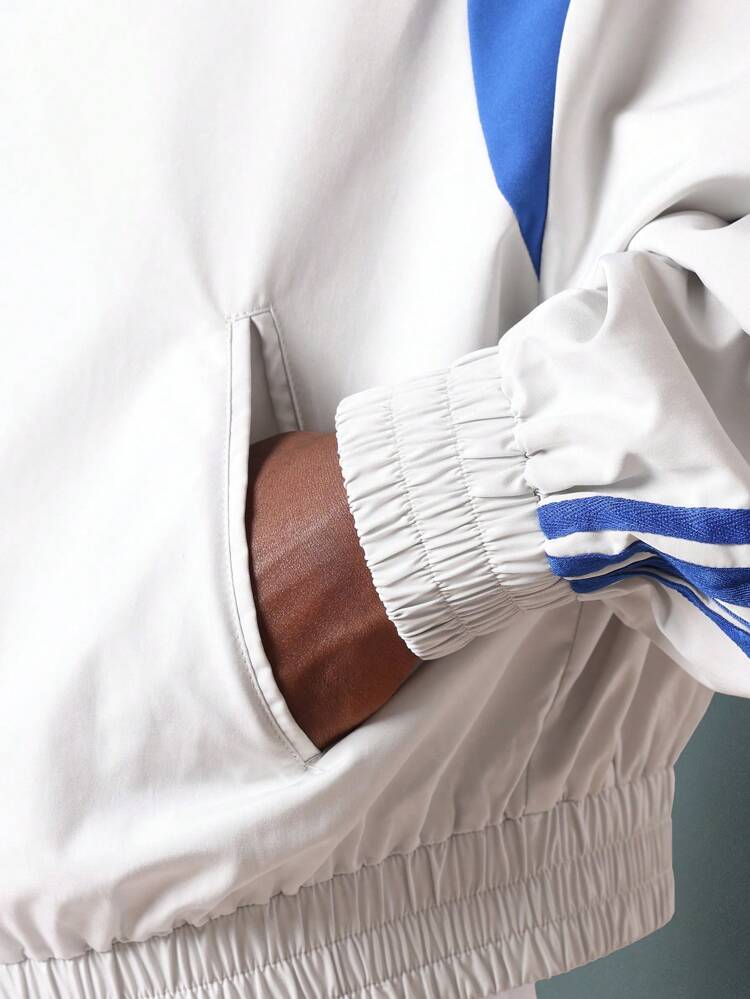 Classic Track Windbreaker With Contrast Stripes