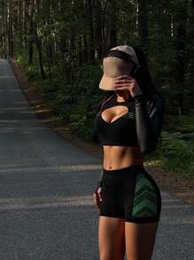 Innovista Leggings morbidi e confortevoli per allenamento notturno, vita alta, adatti per yoga, HIIT, ufficio e palestra, con pannelli in rete traspiranti e pantaloncini a prova di squat. Set sportivo da donna elegante e funzionale, con accenti verde neon, perfetto per serate di festa e Capodanno. - nero - Visualizzare 5