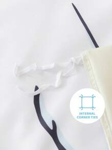 LE PETIT PRINCE X SHEIN 3 قطع طقم نوم مطبوع بالرسومات الكرتونية، قماش مخملي ناعم ودافئ، غطاء لحاف أبيض، مقاس كينج، بنمط الثعلب والورود والنجوم والقمر، متعدد المقاسات يناسب أسرّة توين/فول/كوين/كينج