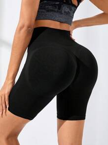 Easithlete Easithlete Einfarbige, hochtaillierte nahtlose elastische Sporthosen - Schwarz - Übersicht 7