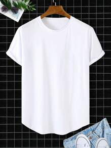 Manfinity Homme Men 2 Packs Solid Crew Neck Plain Casual Work Short Sleeve Tee, Boyfriend Gift - Black and White - View 3