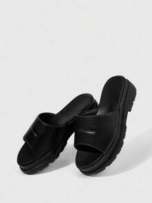 HighSole Damen Plateau-Pantoffeln, Outdoor-Sommer-Mode rutschfeste und strapazierfähige Keil-Sandalen für den Strand, Großhandel - Schwarz - Übersicht 6