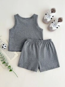 Baby Boy Letter Graphic Tank Top & Track Shorts