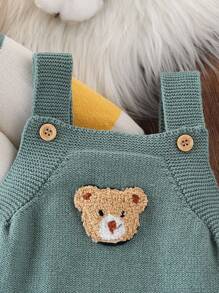 SHEIN 男婴针织毛衣和裤子套装，秋冬 - 綠色 - 查看 3