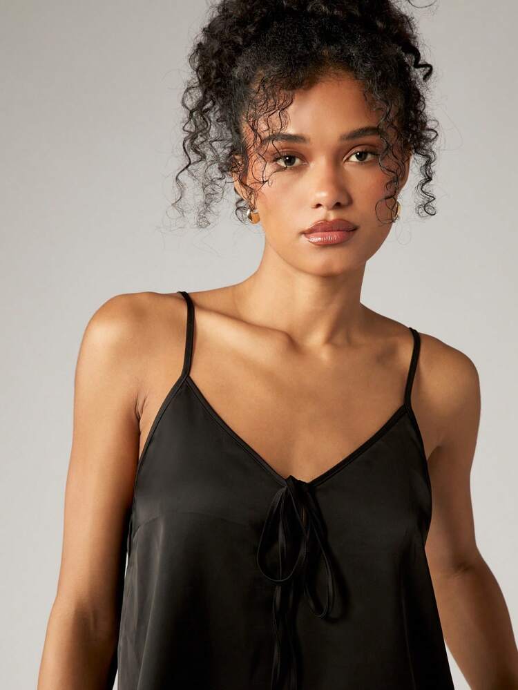 Satin Camisole With Lace Palazzo Pants