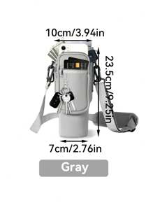 1 件带手机袋的水瓶袋，适用于 40/30 盎司带手柄的玻璃杯，带可调节肩带，钥匙钩，适合徒步旅行露营运动水瓶套隔热袋斜挎包 - 彩色 - 查看 16