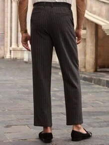 Manfinity NXTstreet 男士经典黑白条纹复古细纹直筒休闲裤，百搭春夏季细条纹裤男士长裤男士正装裤男士细条纹裤正装裤，Old Money - 彩色 - 查看 2