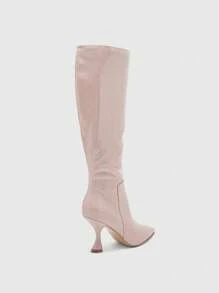 CUCCOO BIZCHIC Women's Fashion Versatile Minimalist High Heel Mid-Calf Boots, Pink - Apricot - View 8