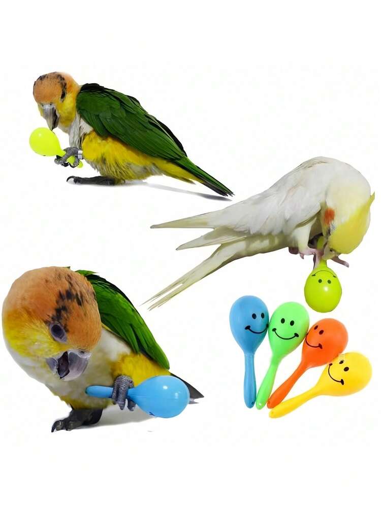 3 piezas de martillos de arena sonrientes de colores aleatorios como juguete para loros, alivio del aburrimiento y el estrés, interactivo y divertido para periquitos, cacatúas y mascotas pequeñas - Multicolor - Ver 1