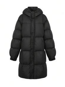 DAZY Men's Thick Hooded Black Padded Coat, Winter - Black - View 4