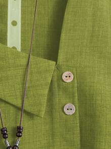 Linhara Plus Size Women Solid Color Asymmetric Ruffle Trim Short Sleeve Fashionable Blouse,St Patrick's Day Green Blouse,Vacation Beach Outfits - Lime Green - View 5