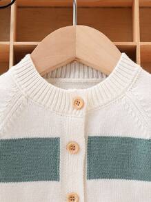 SHEIN 男婴针织毛衣和裤子套装，秋冬 - 綠色 - 查看 4