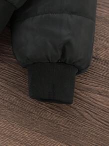 Genkimix Kids 女童黑色连帽加厚高腰罗纹修身时尚羽绒服，秋冬季休闲百搭外套，女童黑色带毛领羽绒服，幼儿女童冬季外套，儿童黑色冬季夹克，幼儿女童黑色连帽羽绒服