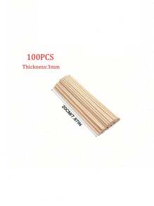 SHEIN 50pcs/100pcs Dowel Rods Wooden Sticks For Crafts And DIY Projects Unfinished Bamboo Wood Craft Sticks Pre Cut Wooden Dowel Rods For Handmade Photography Props