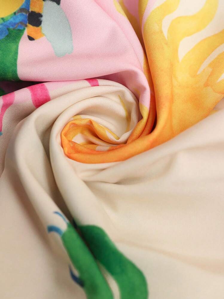 Vivid Eden 女式休闲度假全印花前扣长裙 - 彩色 - 查看 8