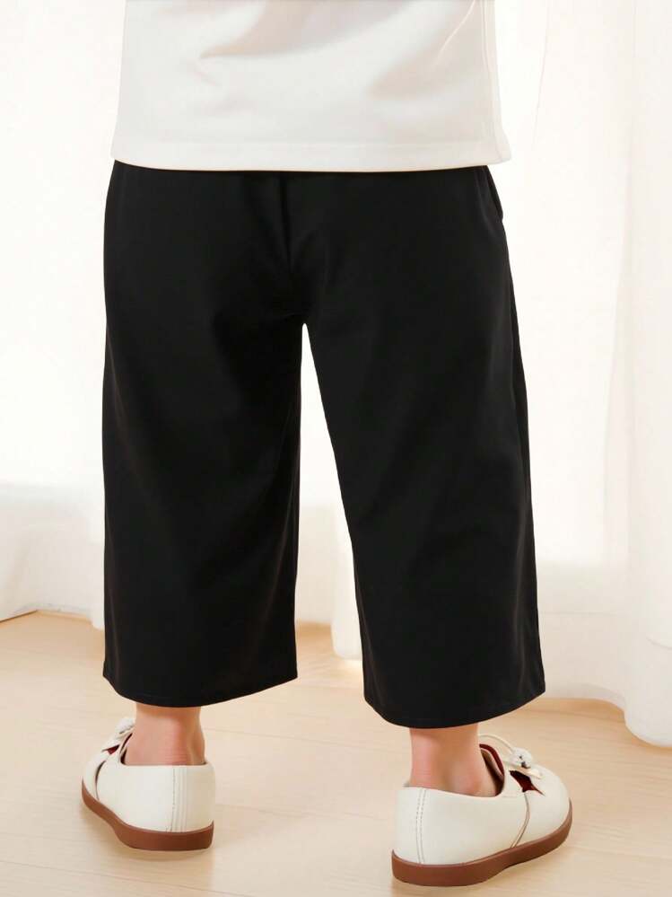 Elladie kids Young Girls' Plain Color Double-Breasted Wide-Leg Pleated Casual Pants Fall Winter - Blue - View 4