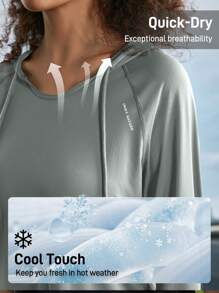 In My Nature 女式纯色简约日常长袖连帽衫，适合徒步旅行 - 綠色 - 查看 4