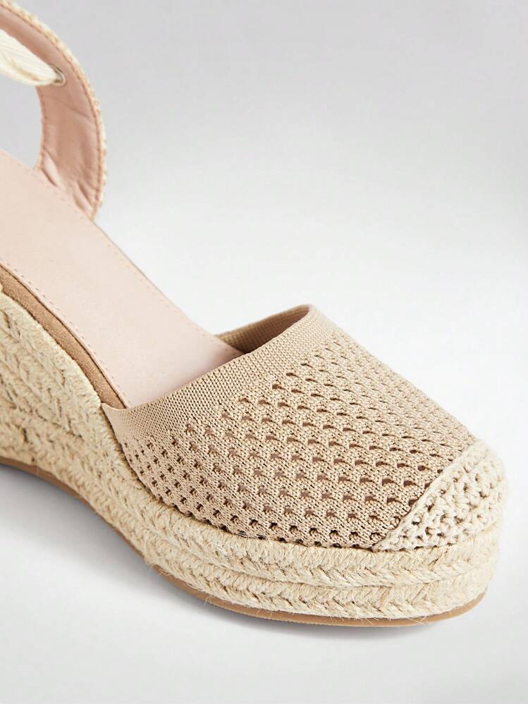 Solezae #BohoChic Artisanal Lace-Up Embroidered Taupe Espadrilles Wedge Platform Sandals | For Music Fest To Seaside Dinner - Beige - View 6