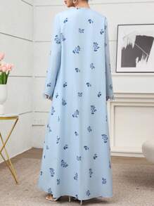 Yasmyna Women's Floral Print Casual Abaya Blue Floral