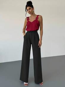 Firerie 新款优雅露背碎花女式衬衫，露背上衣，夏季节日优雅婚礼宾客上衣女士教堂度假 - 酒紅色 - 查看 4