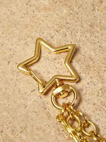 LE PETIT PRINCE X SHEIN 时尚可爱的锌合金钥匙扣、包包挂件、吊坠、收藏礼品、月亮和星星、金色 - 彩色 - 查看 6