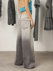 COUREZ Low Rise Light Acid Wash Baggy Jeans /Y2K  Clothes Women Streetwear Wide Leg Pants Baggy Jeans Vintage - Grey - View 5