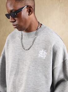 SUMWON 宽松版型字母针织套衫复古风格圆领毛衣休闲街头服饰冬季必备超大经典款