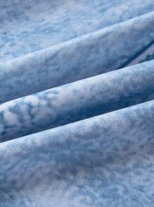 Tween Girls' 2pcs/Set Ruffled Hem Camisole Top And Denim Effect Skirt, School, Campus, College - Light Wash - View 3