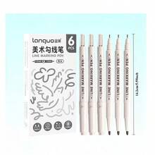 6 支双头速干纤维马克笔，大容量绘画和着色艺术马克笔，轻质塑料，黑色墨水 - 非常适合书写、艺术和书法返校 - 黑色 - 查看 10