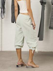 COUREZ 低腰荷叶边九分格纹裤 / Y2K 秋季女装街头风秋季服装外出穿搭可爱度假装扮