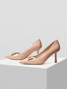 MOTF PREMIUM PU皮革尖头高跟鞋 - 杏色 - 查看 4